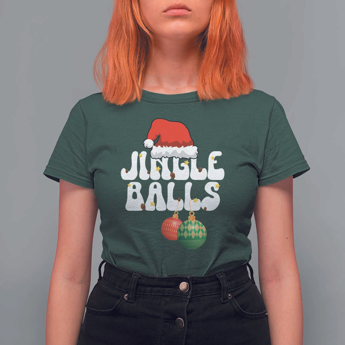 Christmas Jingle Balls T Shirt For Women Funny Xmas Couple Matching - Wonder Print Shop