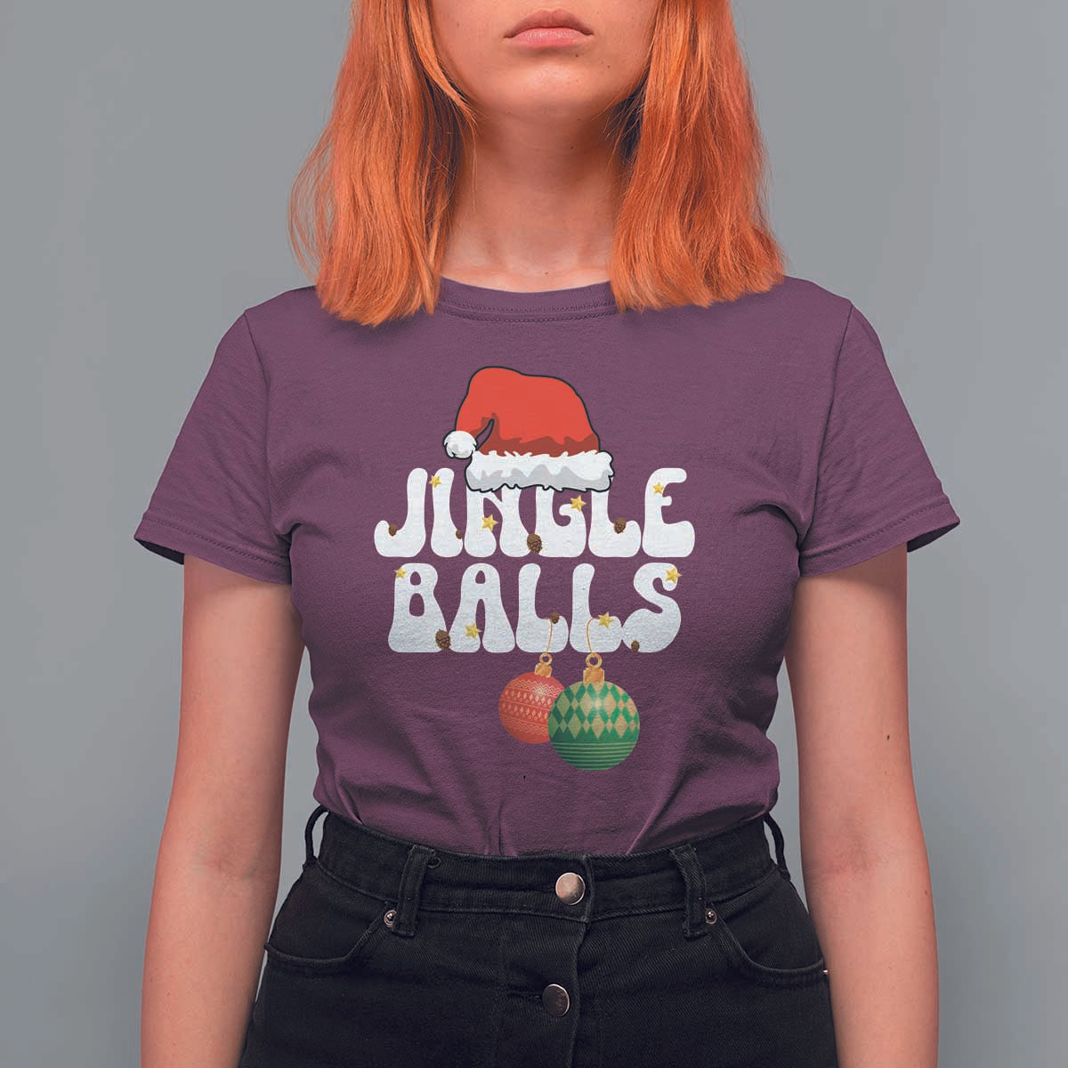 Christmas Jingle Balls T Shirt For Women Funny Xmas Couple Matching - Wonder Print Shop