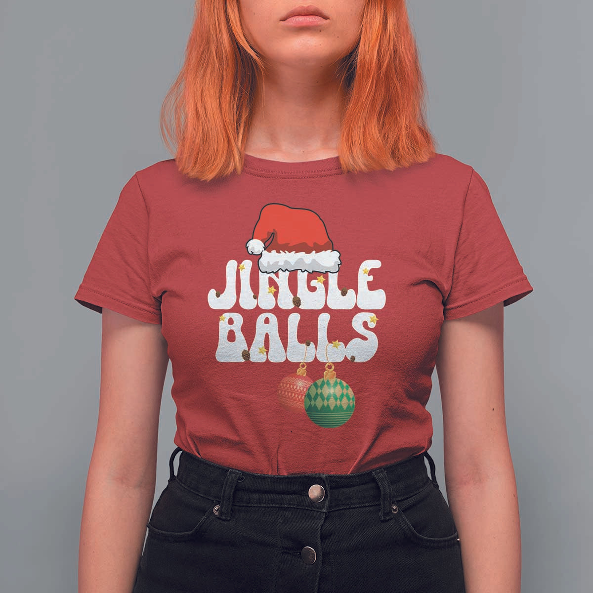 Christmas Jingle Balls T Shirt For Women Funny Xmas Couple Matching - Wonder Print Shop