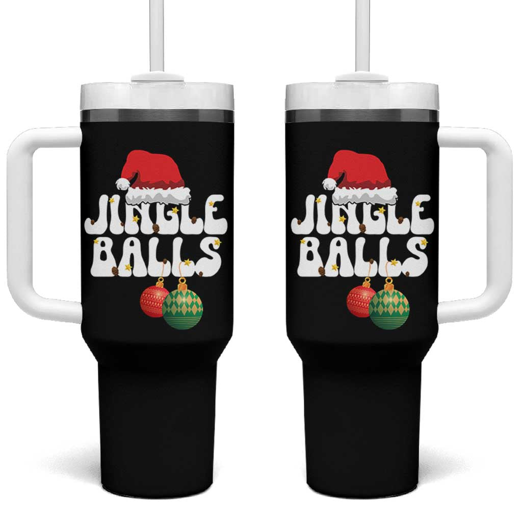 Christmas Jingle Balls Tumbler With Handle Funny Xmas Couple Matching - Wonder Print Shop