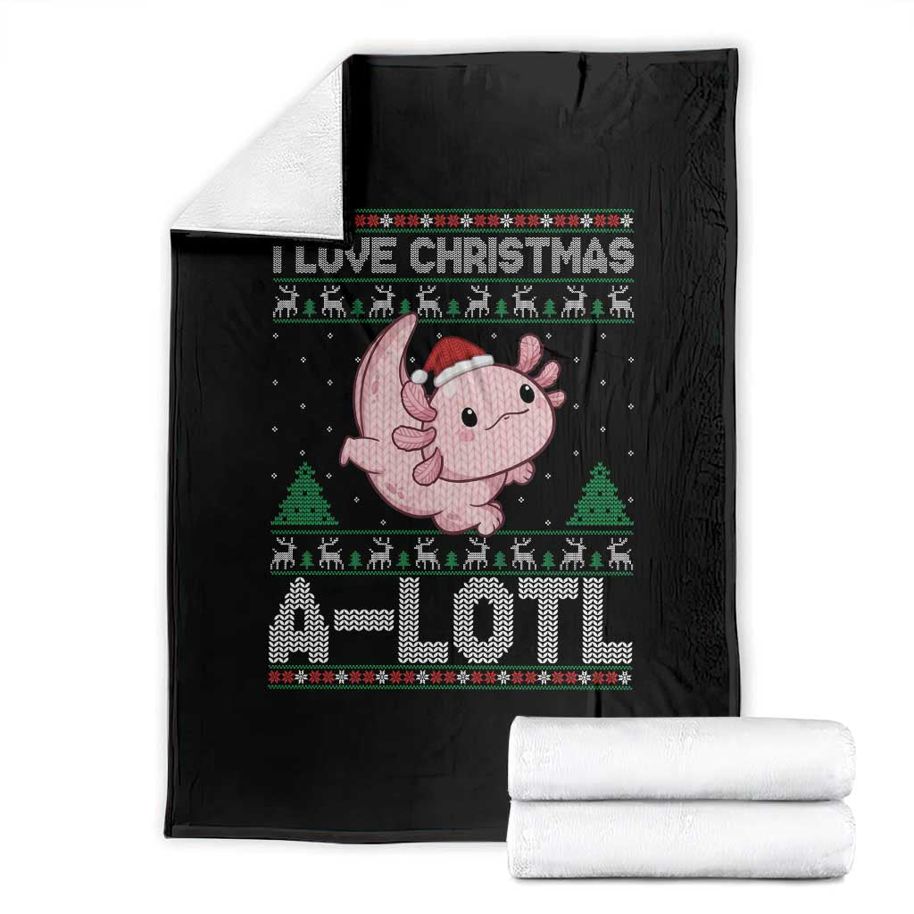 Funny Christmas Axolotl Throw Blanket I Love Christmas A Lotl Xmas Salamander - Wonder Print Shop
