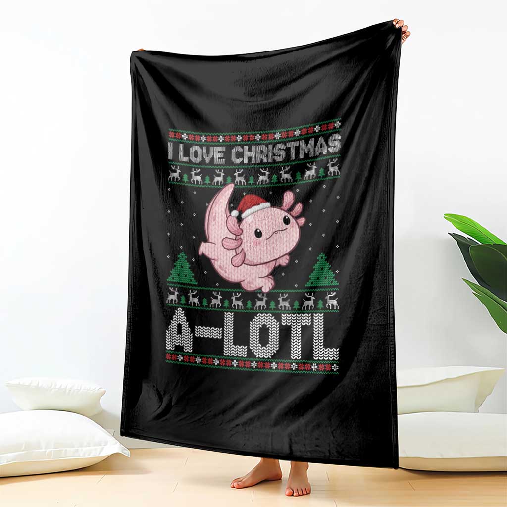 Funny Christmas Axolotl Throw Blanket I Love Christmas A Lotl Xmas Salamander - Wonder Print Shop