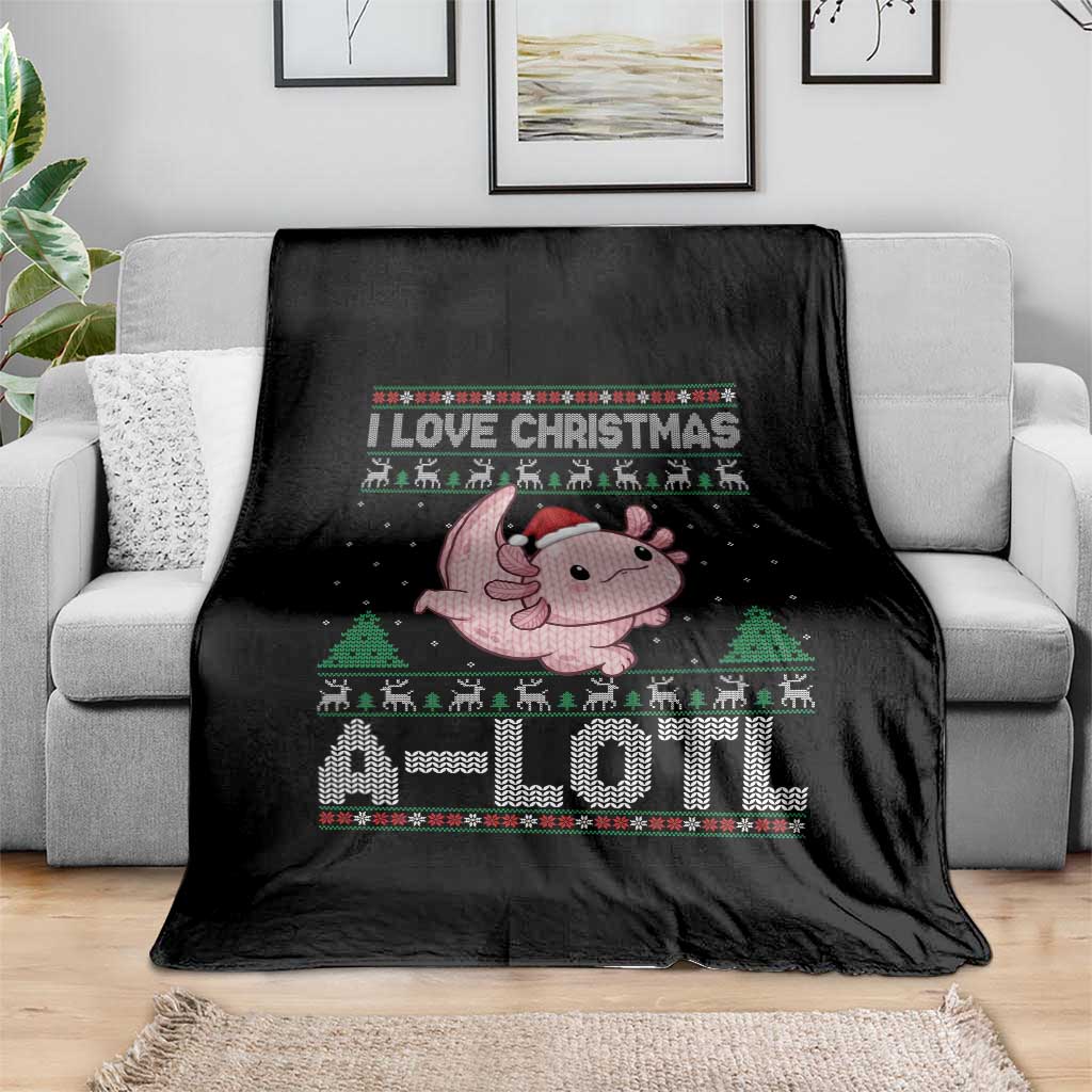 Funny Christmas Axolotl Throw Blanket I Love Christmas A Lotl Xmas Salamander - Wonder Print Shop