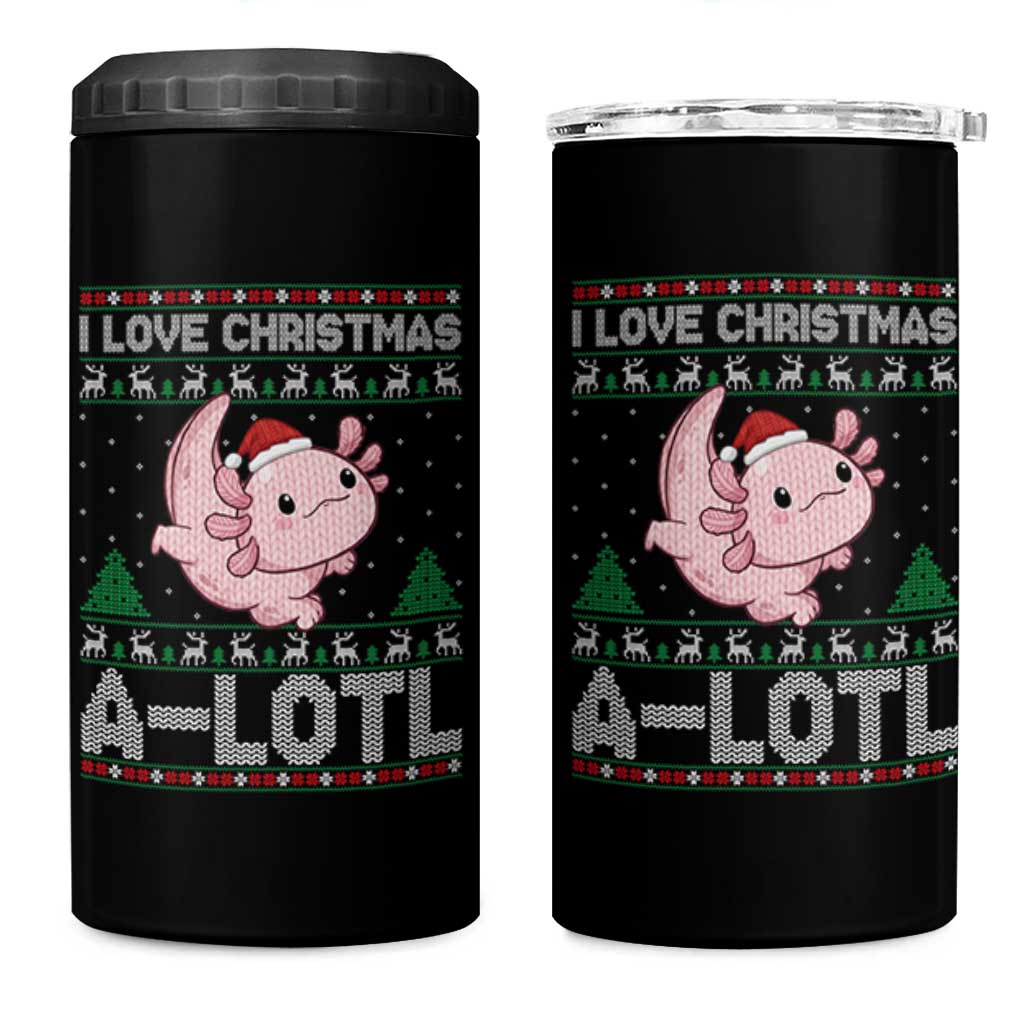 Funny Christmas Axolotl 4 in 1 Can Cooler Tumbler I Love Christmas A Lotl Xmas Salamander - Wonder Print Shop