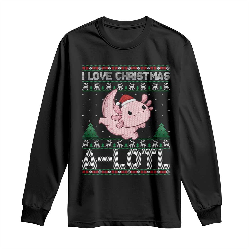 Funny Christmas Axolotl Long Sleeve Shirt I Love Christmas A Lotl Xmas Salamander - Wonder Print Shop