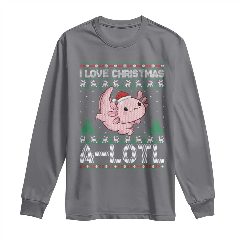 Funny Christmas Axolotl Long Sleeve Shirt I Love Christmas A Lotl Xmas Salamander - Wonder Print Shop