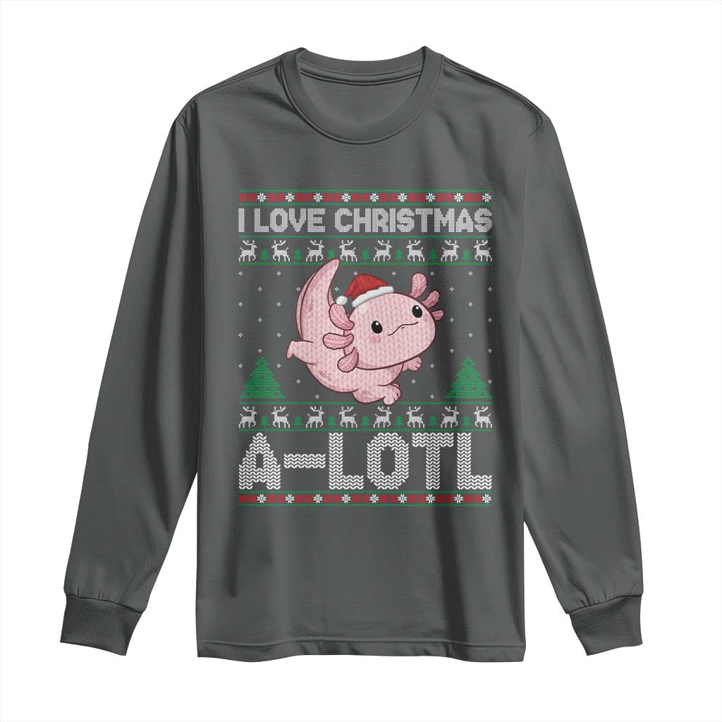 Funny Christmas Axolotl Long Sleeve Shirt I Love Christmas A Lotl Xmas Salamander - Wonder Print Shop