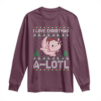 Funny Christmas Axolotl Long Sleeve Shirt I Love Christmas A Lotl Xmas Salamander - Wonder Print Shop