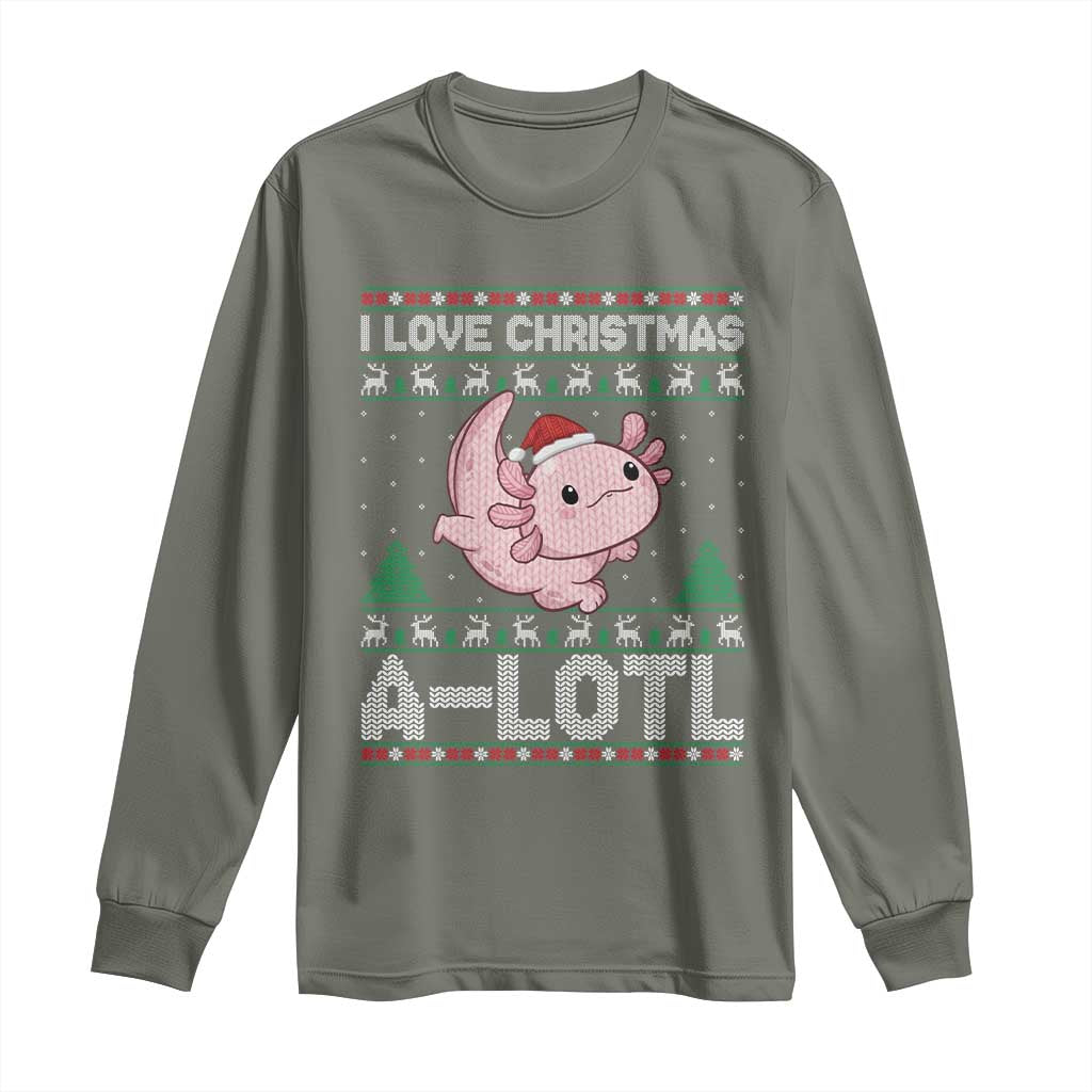 Funny Christmas Axolotl Long Sleeve Shirt I Love Christmas A Lotl Xmas Salamander - Wonder Print Shop