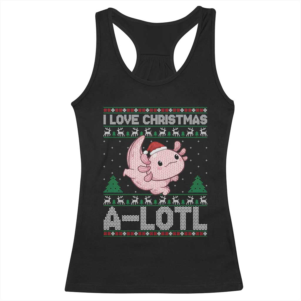Funny Christmas Axolotl Racerback Tank Top I Love Christmas A Lotl Xmas Salamander - Wonder Print Shop