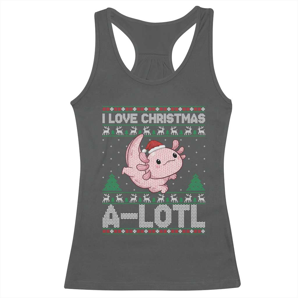 Funny Christmas Axolotl Racerback Tank Top I Love Christmas A Lotl Xmas Salamander - Wonder Print Shop