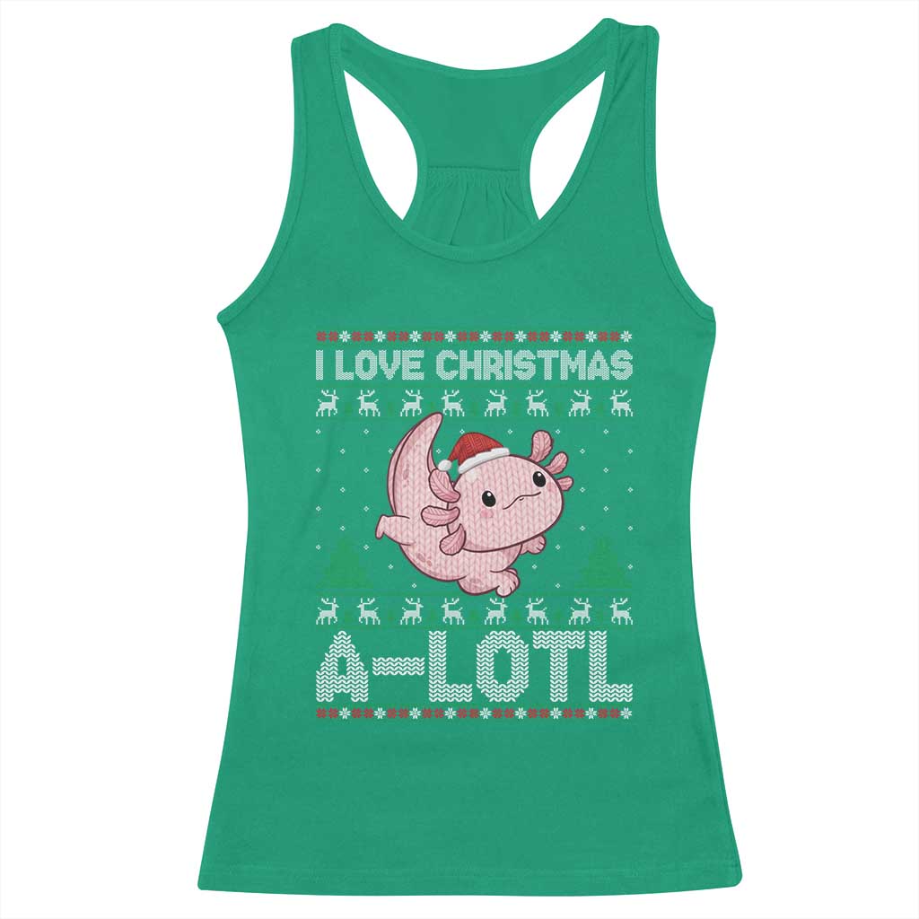 Funny Christmas Axolotl Racerback Tank Top I Love Christmas A Lotl Xmas Salamander - Wonder Print Shop