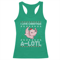 Funny Christmas Axolotl Racerback Tank Top I Love Christmas A Lotl Xmas Salamander - Wonder Print Shop