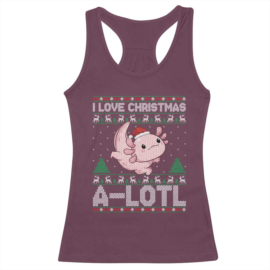 Funny Christmas Axolotl Racerback Tank Top I Love Christmas A Lotl Xmas Salamander - Wonder Print Shop