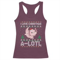 Funny Christmas Axolotl Racerback Tank Top I Love Christmas A Lotl Xmas Salamander - Wonder Print Shop