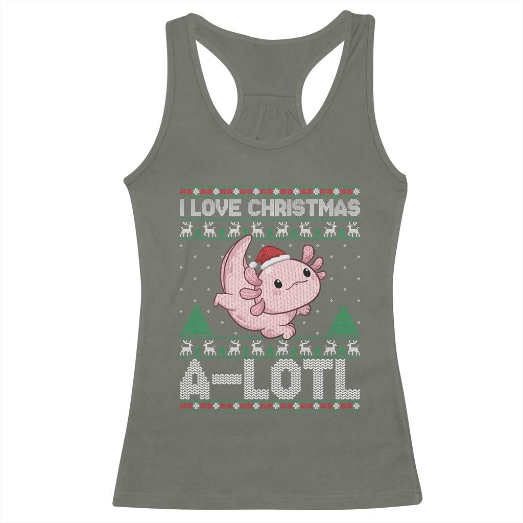 Funny Christmas Axolotl Racerback Tank Top I Love Christmas A Lotl Xmas Salamander - Wonder Print Shop