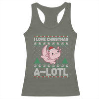 Funny Christmas Axolotl Racerback Tank Top I Love Christmas A Lotl Xmas Salamander - Wonder Print Shop