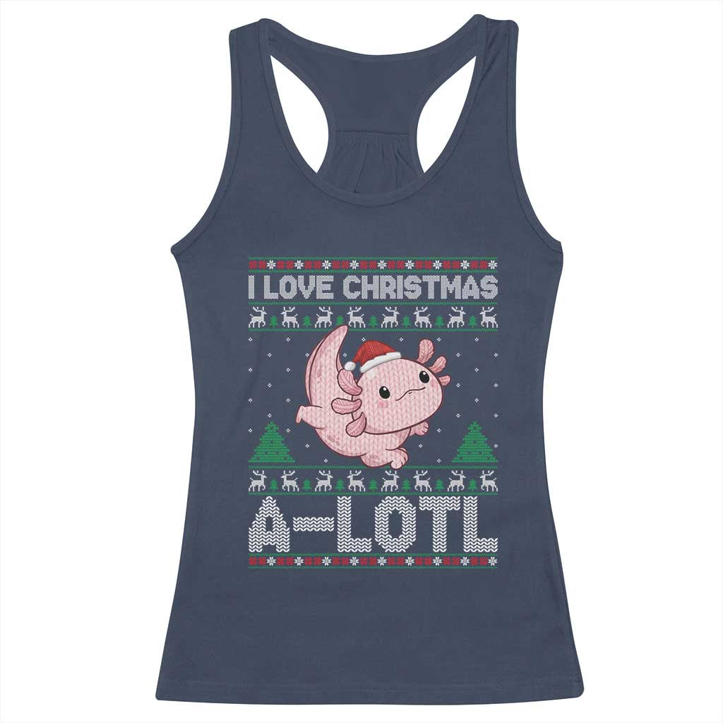 Funny Christmas Axolotl Racerback Tank Top I Love Christmas A Lotl Xmas Salamander - Wonder Print Shop