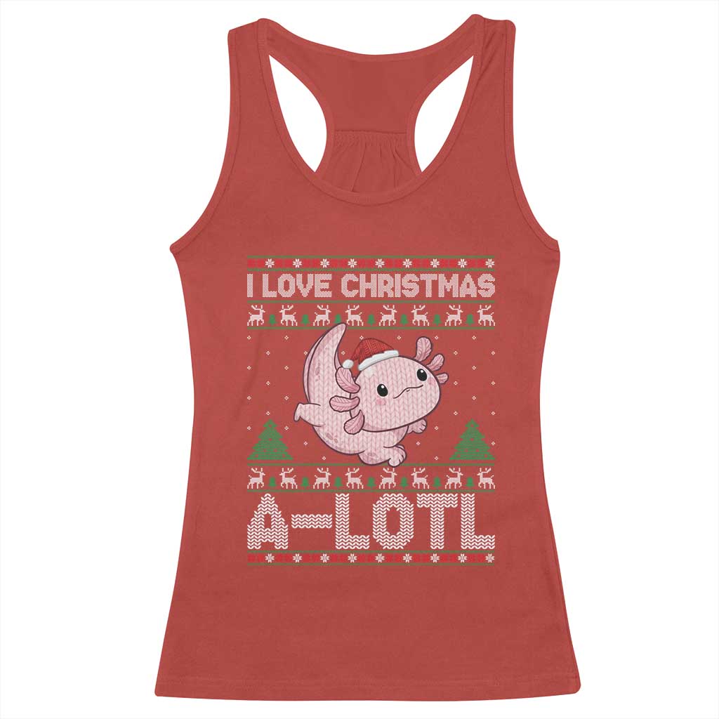 Funny Christmas Axolotl Racerback Tank Top I Love Christmas A Lotl Xmas Salamander - Wonder Print Shop