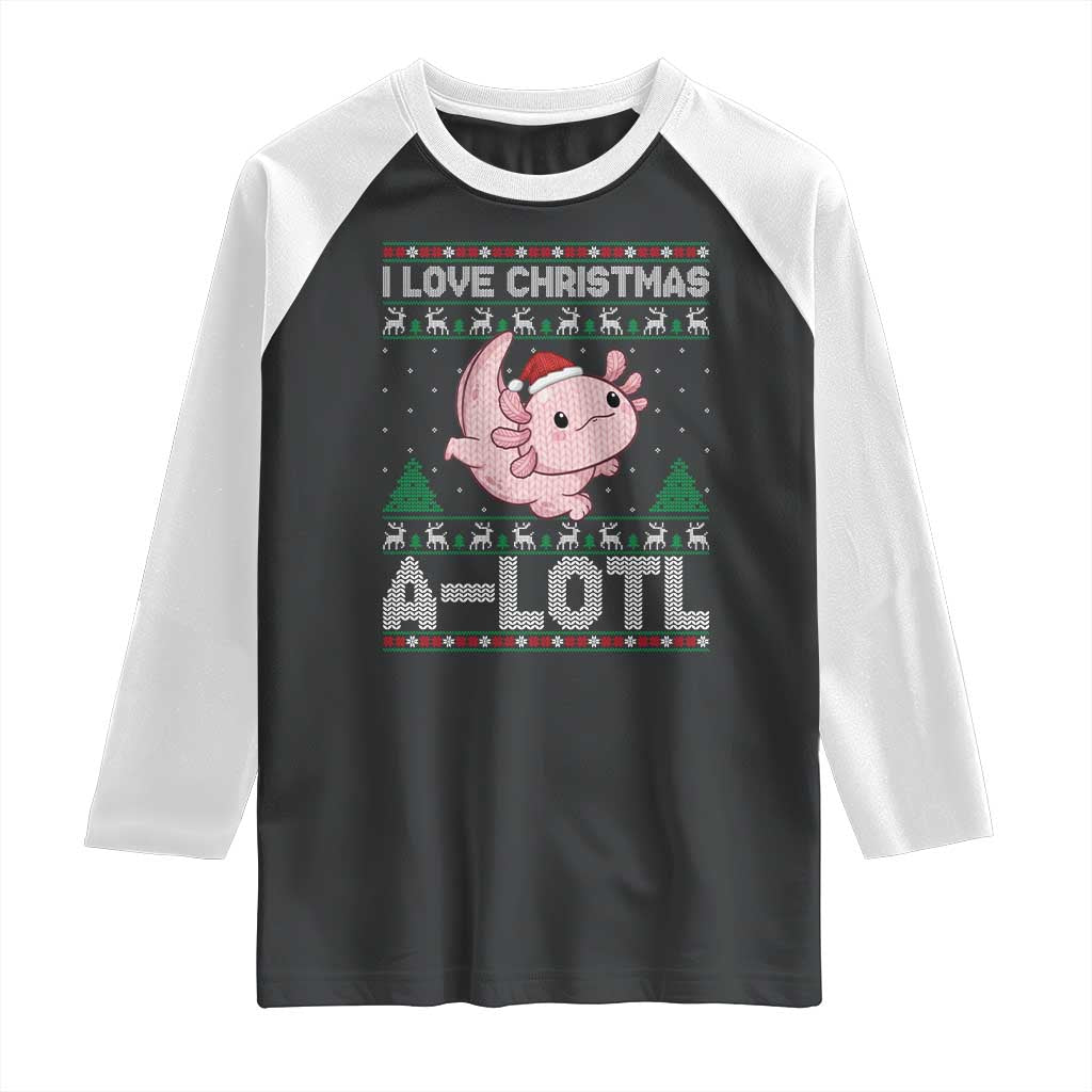 Funny Christmas Axolotl Raglan Shirt I Love Christmas A Lotl Xmas Salamander - Wonder Print Shop