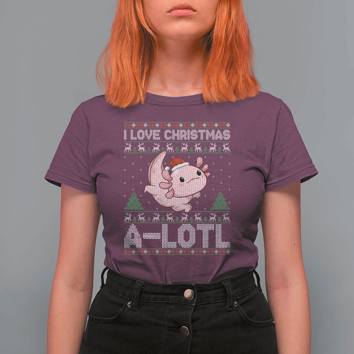 Funny Christmas Axolotl T Shirt For Women I Love Christmas A Lotl Xmas Salamander - Wonder Print Shop