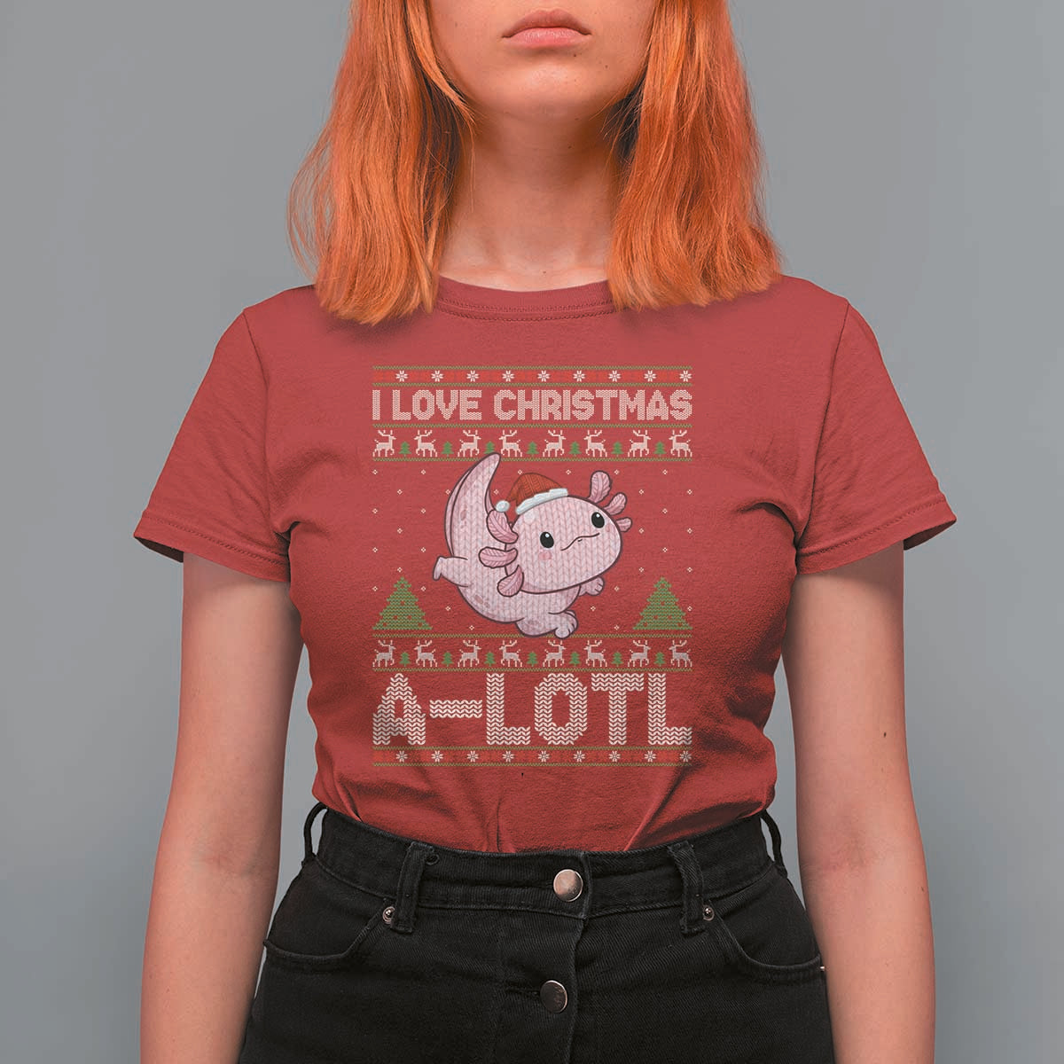 Funny Christmas Axolotl T Shirt For Women I Love Christmas A Lotl Xmas Salamander - Wonder Print Shop