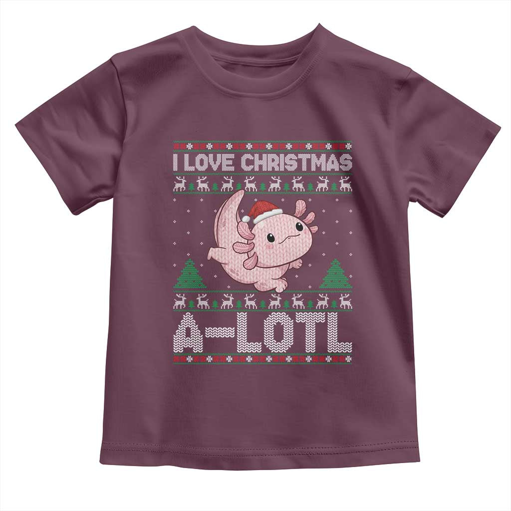 Funny Christmas Axolotl Toddler T Shirt I Love Christmas A Lotl Xmas Salamander - Wonder Print Shop