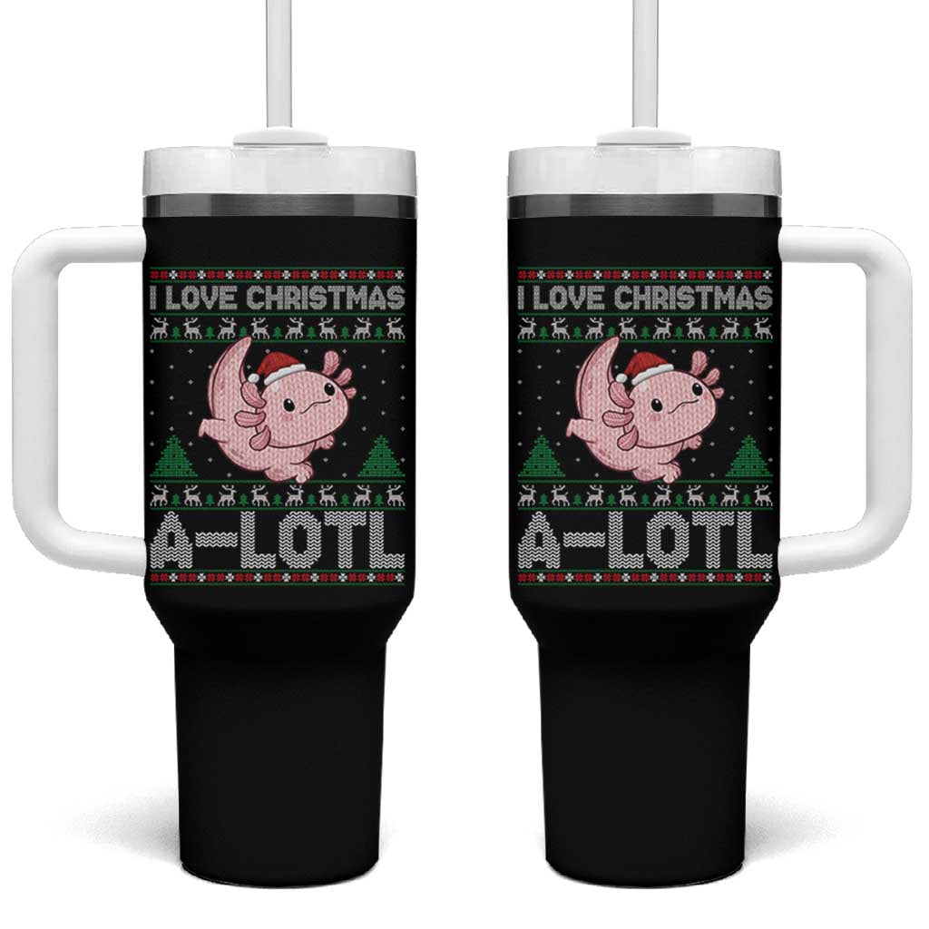 Funny Christmas Axolotl Tumbler With Handle I Love Christmas A Lotl Xmas Salamander - Wonder Print Shop