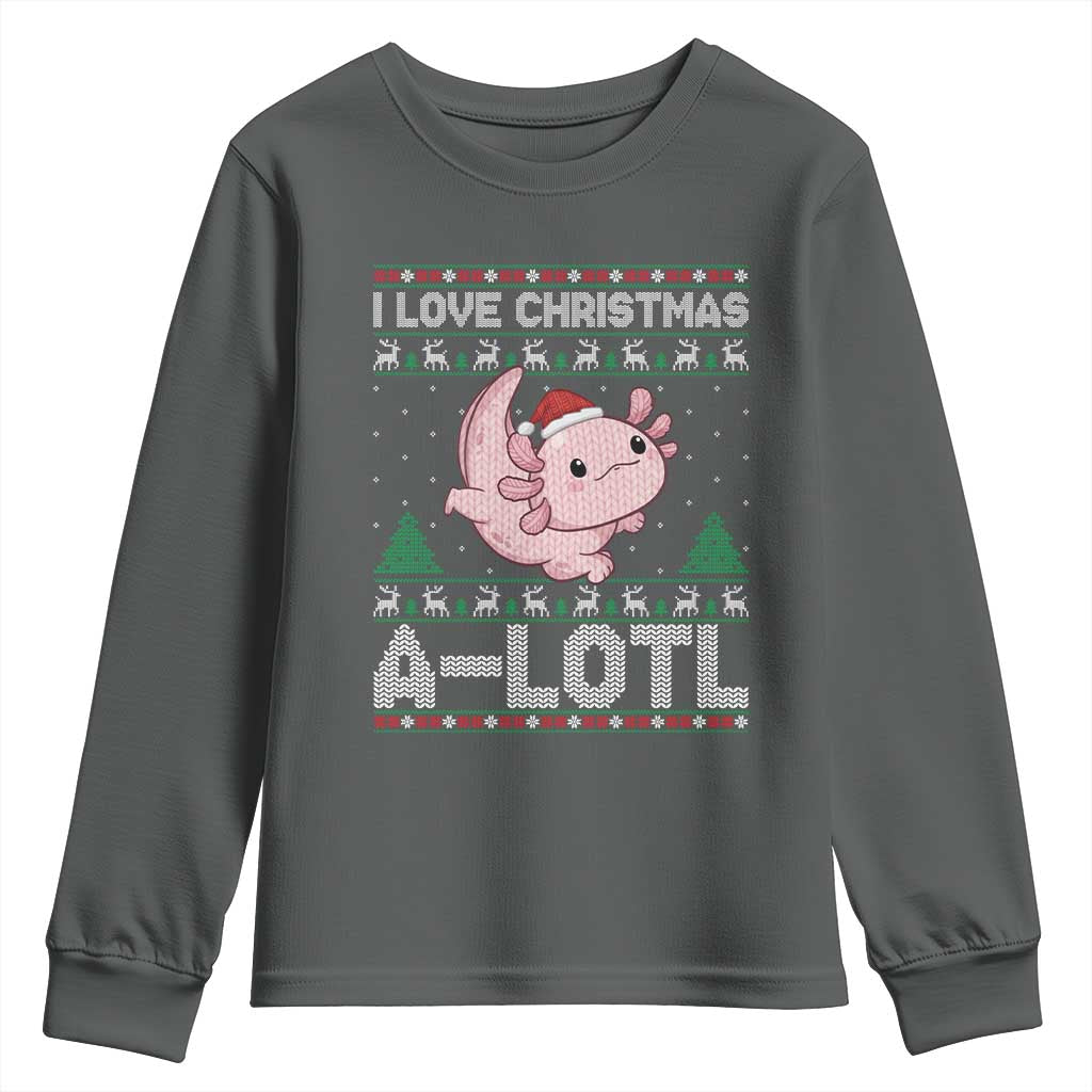 Funny Christmas Axolotl Youth Sweatshirt I Love Christmas A Lotl Xmas Salamander - Wonder Print Shop