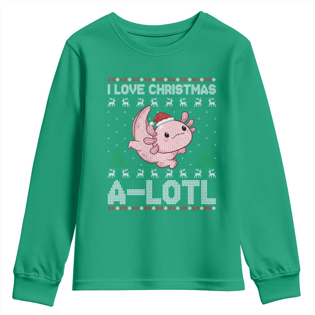 Funny Christmas Axolotl Youth Sweatshirt I Love Christmas A Lotl Xmas Salamander - Wonder Print Shop