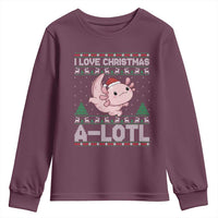 Funny Christmas Axolotl Youth Sweatshirt I Love Christmas A Lotl Xmas Salamander - Wonder Print Shop