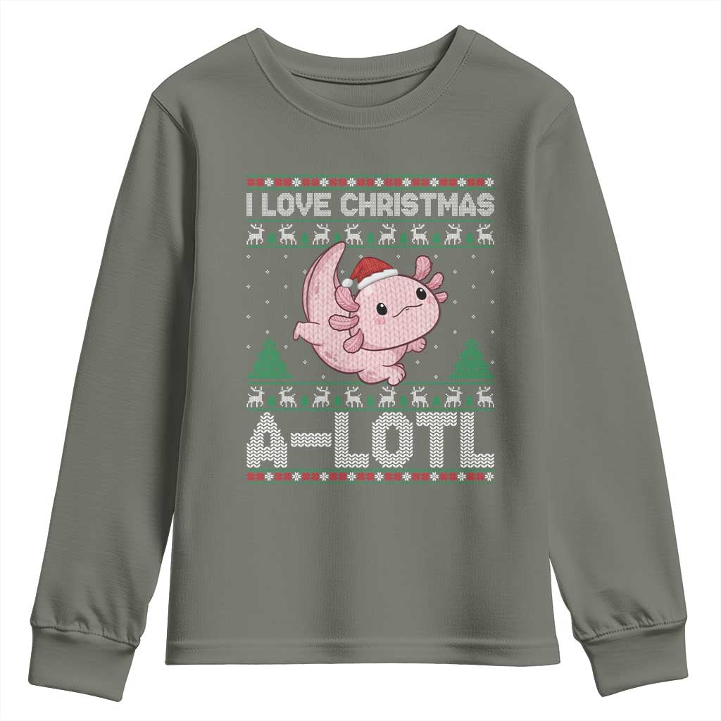 Funny Christmas Axolotl Youth Sweatshirt I Love Christmas A Lotl Xmas Salamander - Wonder Print Shop