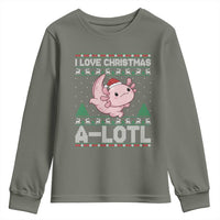 Funny Christmas Axolotl Youth Sweatshirt I Love Christmas A Lotl Xmas Salamander - Wonder Print Shop