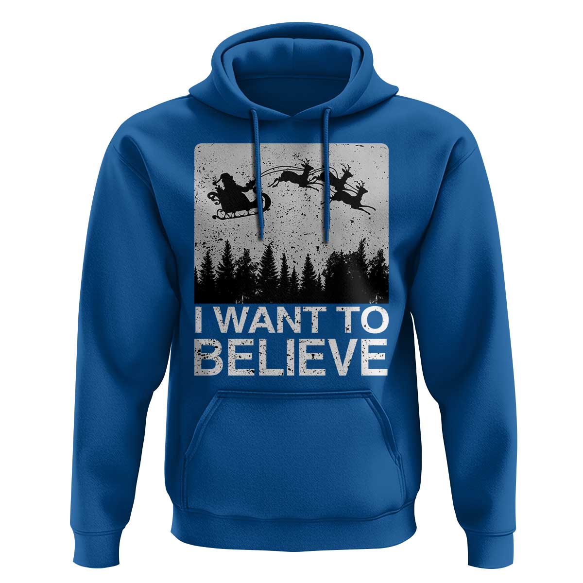 Funny Christmas Santa Hoodie I Want To Believe Sleigh With Reindeers