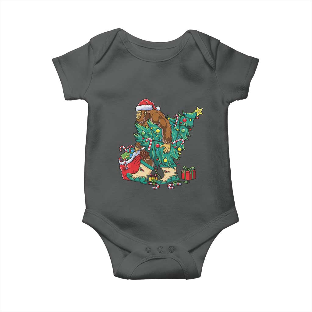 Funny Santa Bigfoot Christmas Tree Baby Onesie