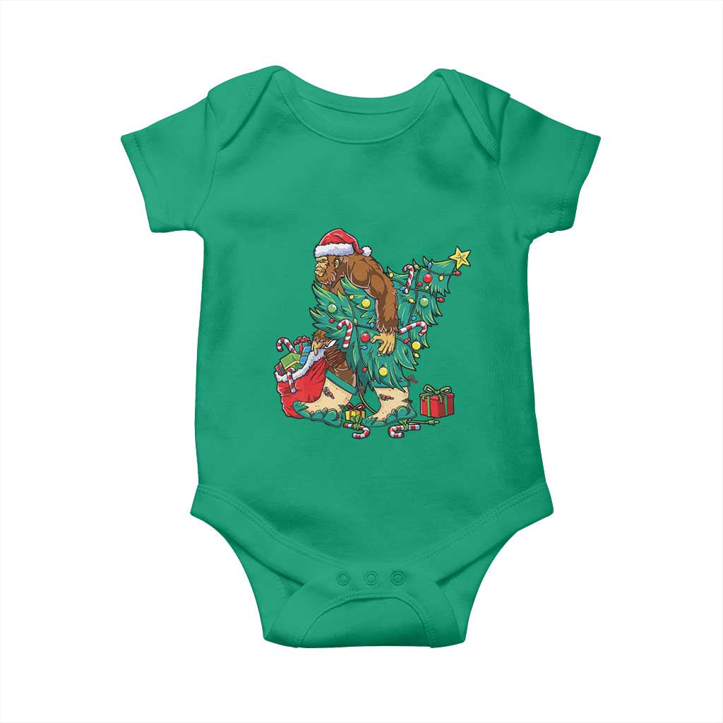 Funny Santa Bigfoot Christmas Tree Baby Onesie