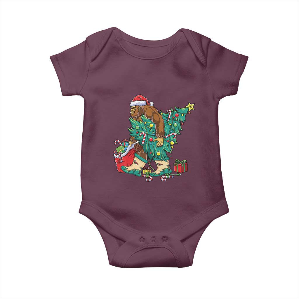 Funny Santa Bigfoot Christmas Tree Baby Onesie