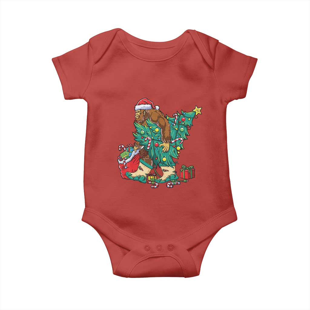 Funny Santa Bigfoot Christmas Tree Baby Onesie