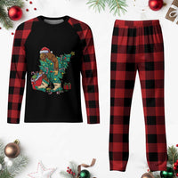 Funny Santa Bigfoot Xmas Tree Plaid Pajama Set - Wonder Print Shop