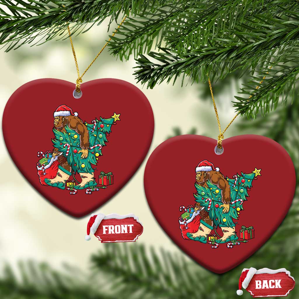 Funny Santa Bigfoot Xmas Tree Christmas Ornament - Wonder Print Shop