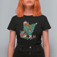 Funny Santa Bigfoot Christmas Tree T Shirt For Women - Wonder Print Shop