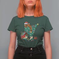 Funny Santa Bigfoot Christmas Tree T Shirt For Women - Wonder Print Shop