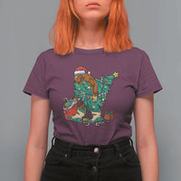 Funny Santa Bigfoot Christmas Tree T Shirt For Women - Wonder Print Shop