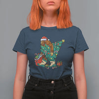 Funny Santa Bigfoot Christmas Tree T Shirt For Women - Wonder Print Shop