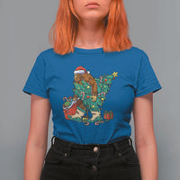 Funny Santa Bigfoot Christmas Tree T Shirt For Women - Wonder Print Shop