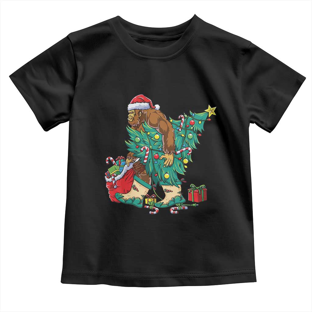 Funny Santa Bigfoot Christmas Tree Toddler T Shirt