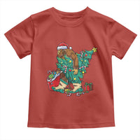 Funny Santa Bigfoot Christmas Tree Toddler T Shirt