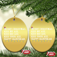 Funny Merry Xmas Kiss My His Your Ass Happy Hanukkah Christmas Ornament - Wonder Print Shop