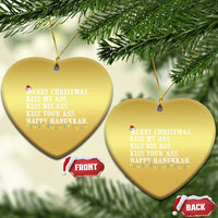 Funny Merry Xmas Kiss My His Your Ass Happy Hanukkah Christmas Ornament - Wonder Print Shop