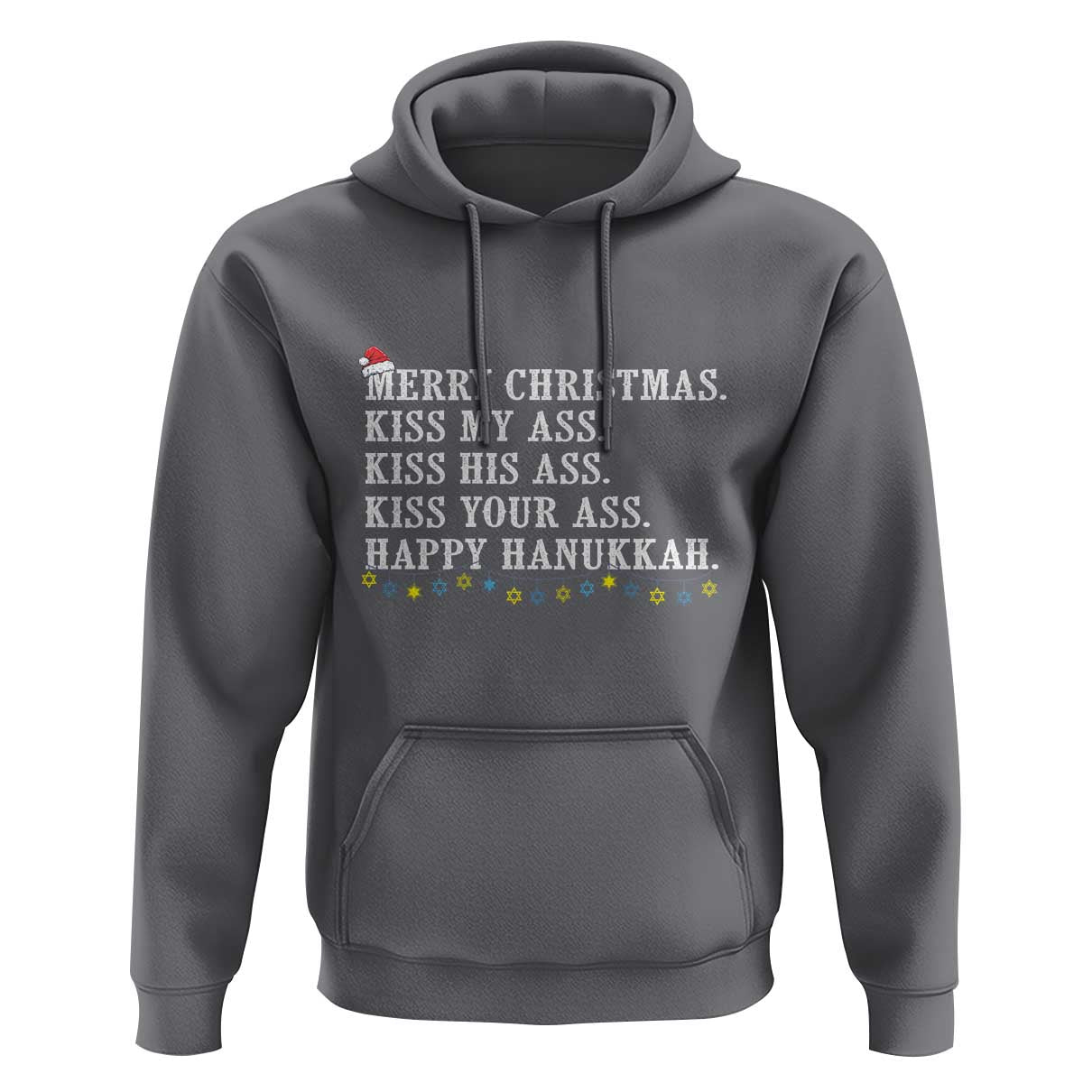 Funny Merry Christmas Kiss My His Your Ass Happy Hanukkah Hoodie